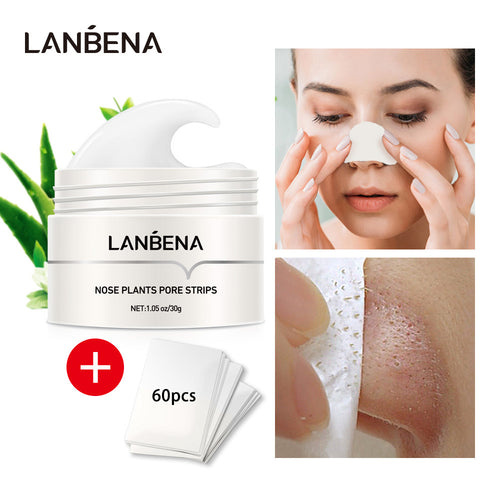 Crème & Patch Anti Points Noirs Nez LANBENA – Soin Pores Dilatés 30g + 60 Bandes